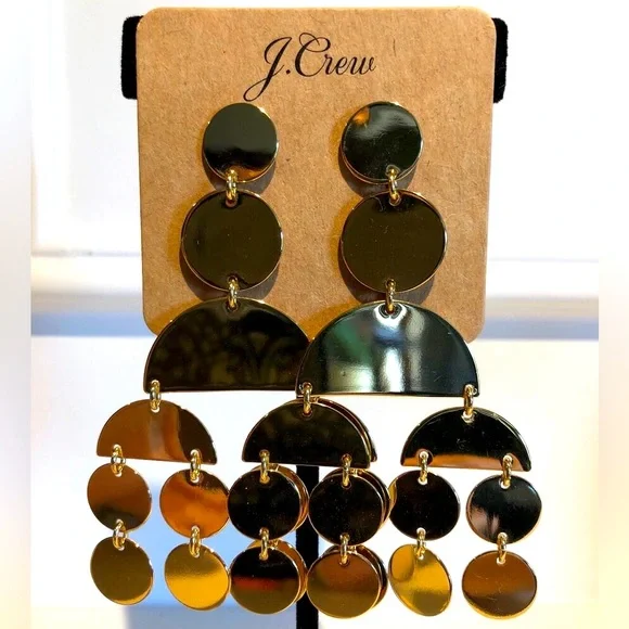 J.Crew Circle Chandelier Gold Earrings - Picture 1 of 3